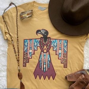 L&B Life mustard yellow thunderbird graphic tee size XL